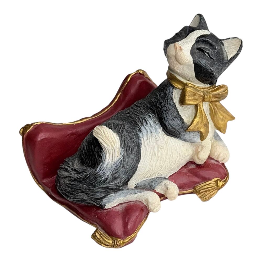 Cat Figurine Card Picture Plexi Holder 4" Mail Business Card Slot Frame Clinger